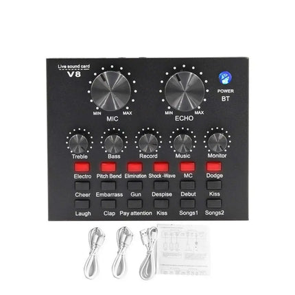 Professional BM800 Condenser Microphone Kit V8Sound Card Set Audio Mixer Live Podcast Equipment Bundle Streaming AudioSmartphone