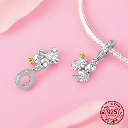925 Sterling Silver Classic Purple Heart Shape Dragon Pegasus Butterfly Charms Beads Fit 3mm Original Bracelet DIY Jewelry Gift