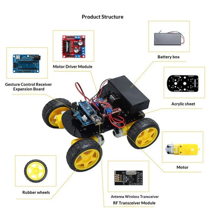 Gesture Sensing Control Smart Car DIY Assembly Kit Compatible With Arduino NANO diy kit electronics 6 dof arm kit man robot