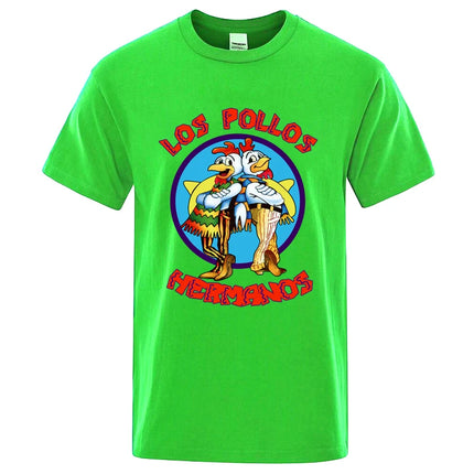 Summer Men's High Quality LOS POLLOS Hermanos Funny Printed T-Shirt Casual Cotton Breathable T-shirt Chicken Brothers Tees Top