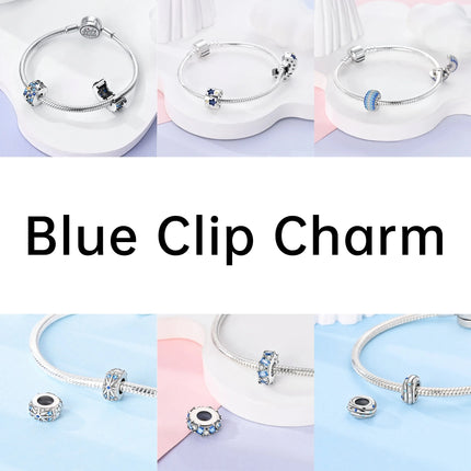 Lucky Clover Clip Charms 925 Sterling Silver Original Black Cat Stopper Clamp Silicone Spacer Charm For DIY Jewelry Bracelet