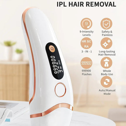 IPL Devices Hair Removal Laser 17J 999900 Light Pulses HR/SC/RA 9 Levels Whole Body Painless Hair Removal Home Use For Men Women