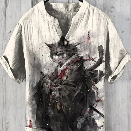 Men's polo shirt octopus print short-sleeved polo shirt summer fashion casual large size Hawaiian resort style printed top