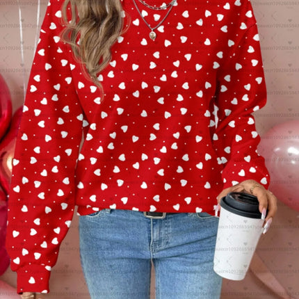 2025 Women Graphic Red Heart Long Sleeve Sweatshirt  Hoodies Women Harajuku Women's Round Neck Sweatshirt Hoodie Females hoodies