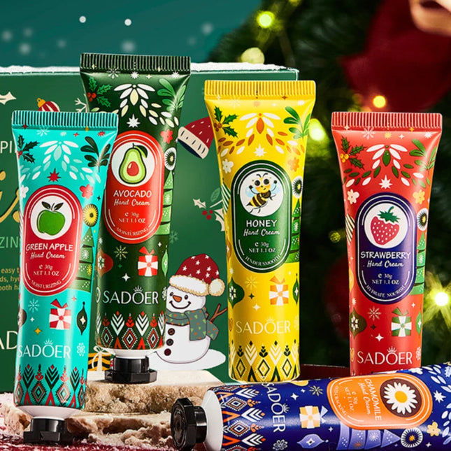 Christmas Gift Set Hand Cream and Lip Balm Set Ultra Wrinkles Nourishing Moisturizing Nonsticky Gentle Skincare for All Skin Use