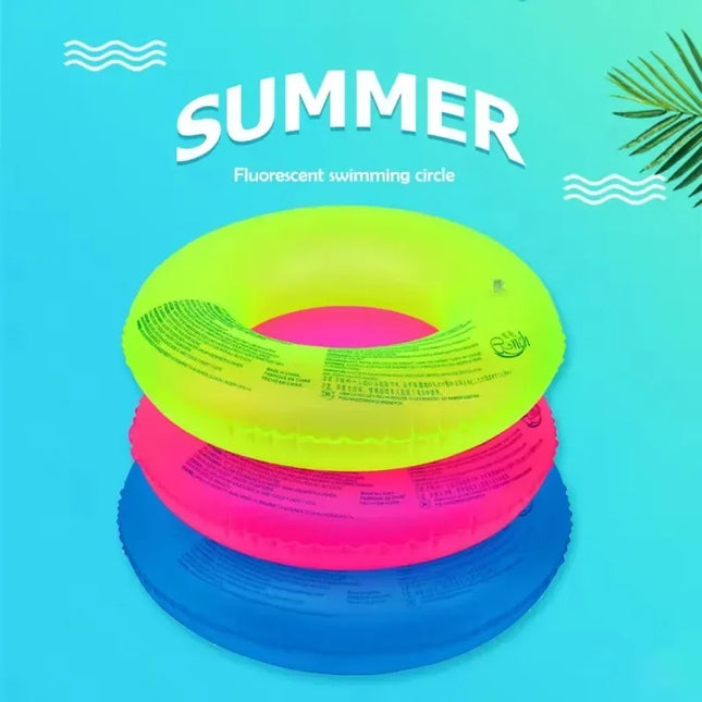 Summer Pool Fluorescent Inflatable Toys Outdoor Swimming Ring Color Random Beach Swimming Floating Water Toys for Kids Adults