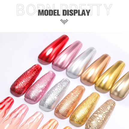 BORN PRETTY 10ml Chrome-Base Gel Polish Metallic Glitter Nail Power Super Shine Soak Off UV LED Functional Gel DIY Nails Art
