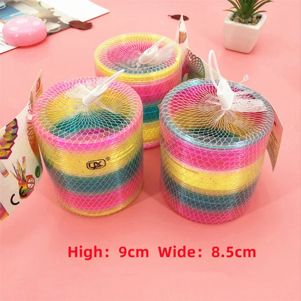 Rainbow Circle Fun Folding Toy Material Spring Coil Children's Creative Magic Party Party Funny Tool Colorful Elastic Pen Holder