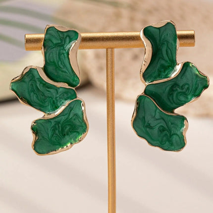 Cefiri Gold Plated Irregular Petal Earring For Women Unique Statement Flower Dangle Earrings Trendy Jewelry Gift