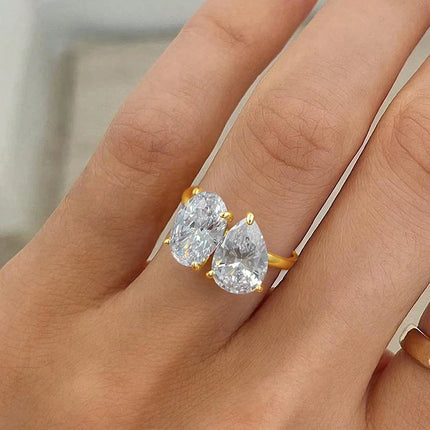 925 Sterling Silver Simple Classic Zircon Pear Shaped Oval Ring For Women Engagement Wedding Luxury High Quality Fine Jewelry