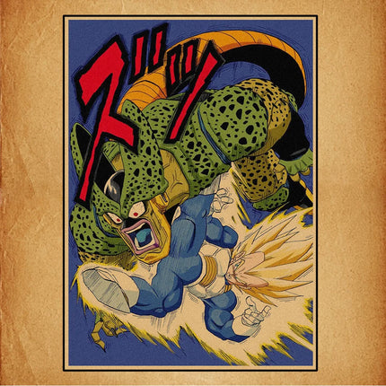 Japanese Surrounding Anime Retro Dragon Ball Poster Goku Gohan Vegeta Piccolo Friza Canvas Painting Print Wall Art Children Gift
