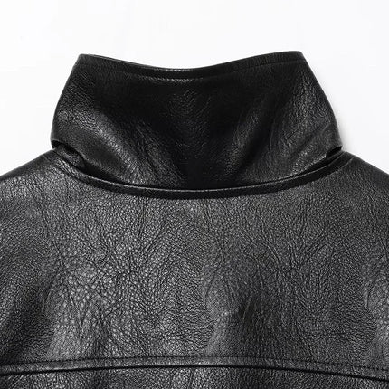 MUJER Black Faux Leather Jackets for Women Outerwears Office Women's Bomber Jacket Snap Button Demi-season Jacket for Women Coat