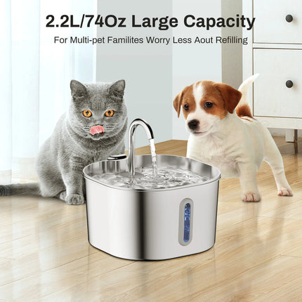 Automatic cat water fountain, stainless steel pet water fountain, dog water fountain, suitable for small and medium-sized pets