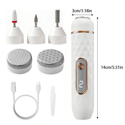 SoftAura 2026 New 5 in 1 USB Electric Foot File Callus Remover Pedicure Tool Hard Cracked Feet Heel Care Dead Skin Removal Home