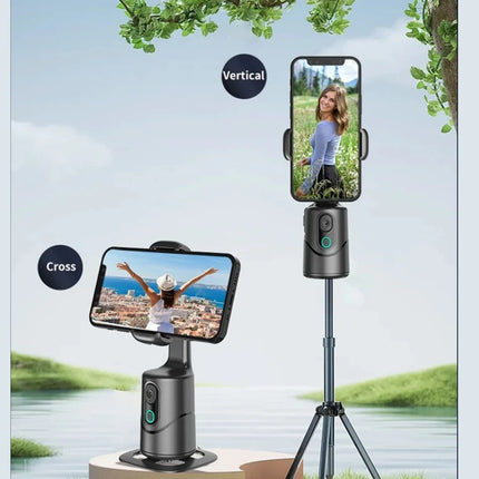 MEUYAG Automatic facial tracking phone holder with remote control and gesture control, 360 ° rotating phone camera holder