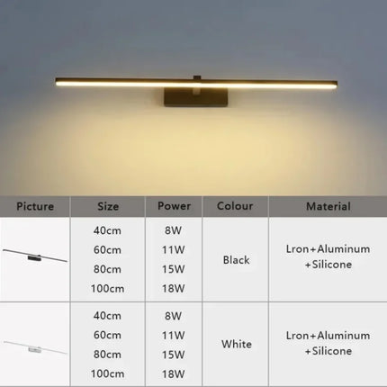 Modern Minimalist Mirror LED Wall Lamp Home Wall Lights Front Lamp Aluminum Strip Shape Bathroom Interior Decoration Lighting