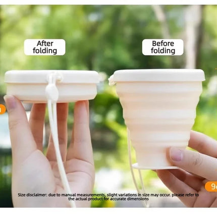 200ML Food-Grade Silicone Folding Cup, With Lid, Reusable Portable Coffee Cup, Hot Drink ,Suitable For Travel And Camping