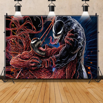 Marvel Movie Venom Backdrop Banner Superhero Custom Name Photo Background Spider-Man Kids Boy Birthday Party Decor Photo Props