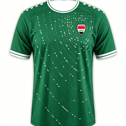 2026 Iraq Style Football Jersey Quick Dry Breathable Green White Fans Casual Outdoor Sports Streetwear T-shirt