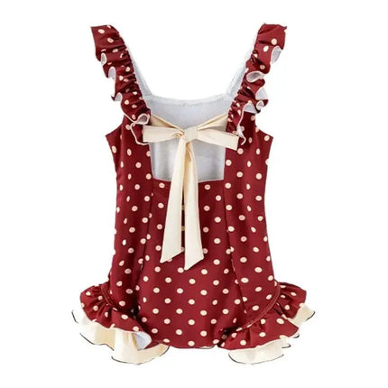 New Girls' Swimwear Summer Children's Polka Dot Sweet Bikini Stylish Holiday Beachwear Baby Casual One-Piece Swimsuit