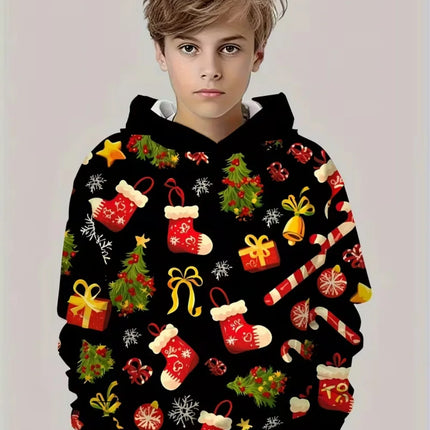 New Christmas Hoodies for Kids Sweatshirts New Year Fashion Sweatshirts Casual Streetwear Santa Claus Kids Clothes Children Top