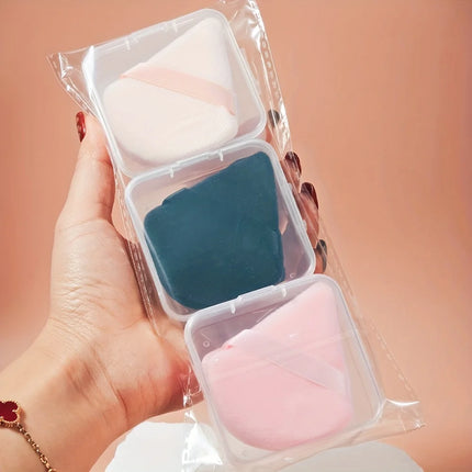 2/6Pcs Velour Puff & Fan Set w/Ergonomic Case | Hydrophilic Blenders for Cream/Powder | Multi-Color Travel Makeup Kit