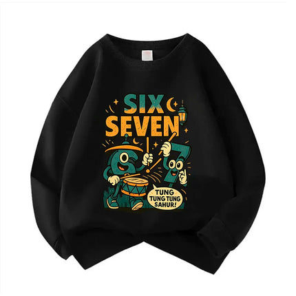 Pullover Spring Crew Neck Six Seven Italian Brainrot 67 Number Graphic Print Hoodie Boy/Girl Kids Comfortable Sweatshirt