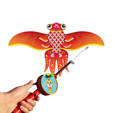35cm Fishing Rod Kite Toys For Kids Vivid Butterfly Swallow Parrot Easy To Fly Goldfish Kites Garden Decor Ornament
