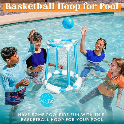 Joyfy Summer Pool Basketball Hoop Toys Floating Basketball Pool Game Swimming Floats Toys with Balls for Kids Adults Pool Party