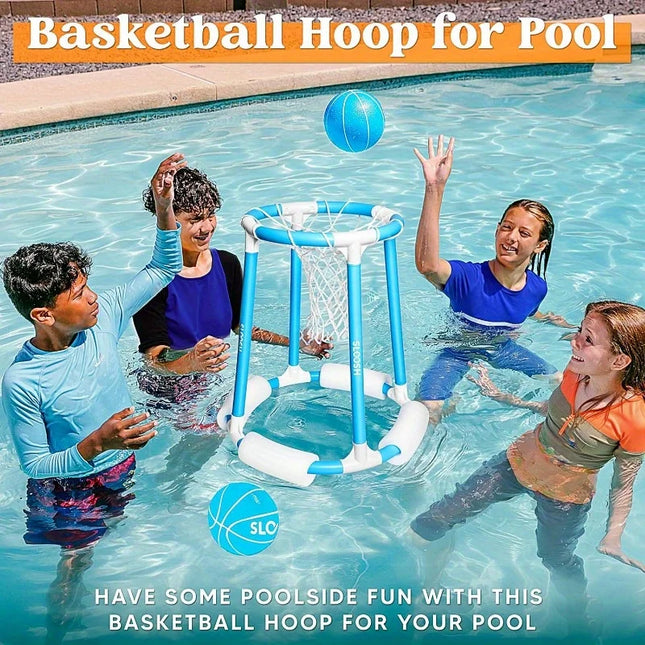 Joyfy Summer Pool Basketball Hoop Toys Floating Basketball Pool Game Swimming Floats Toys with Balls for Kids Adults Pool Party