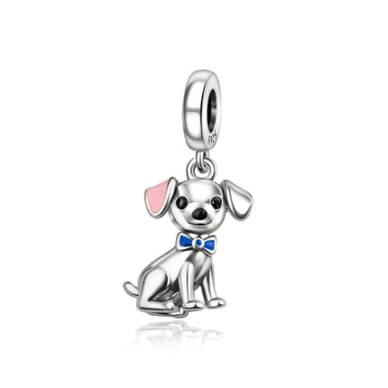 Hot Sale 925 Sterling Silver Dog Paw Print Fixed Clip & Shepherd Dog Dangle Charm Fits Bracelet Beloved Pet Pendant Gifts