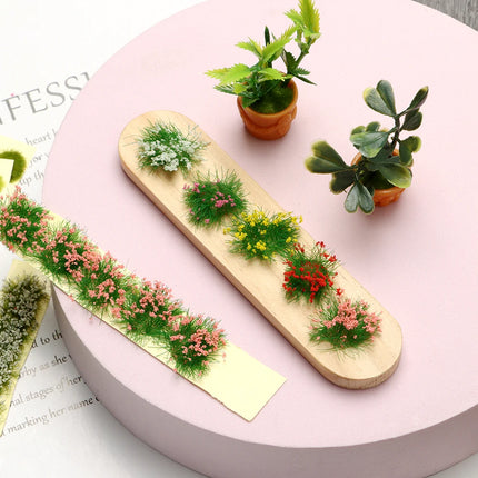 1Set Miniature Flower Cluster Garden Decor DIY Grass Tufts Building Layout Static Scenery Model 9*1*0.6cm Durable Sand Table