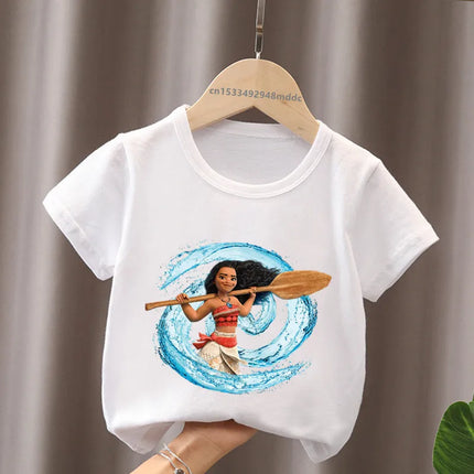 Hot Sale Moana Ocean Romance Princess Print Cute Kids T-Shirts Girls Clothes Baby Boys Short Sleeve T shirt Summer Children Tops