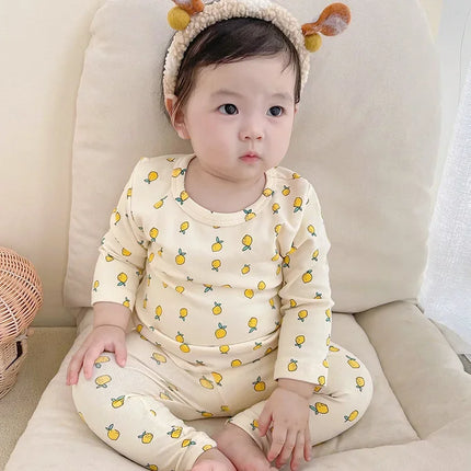 Babies Girls Boys Bottoming Top Pant Two Piece Toddler Children Spring Autumn Underwear Clothes Kids Home Wear 0-3Years Clothes