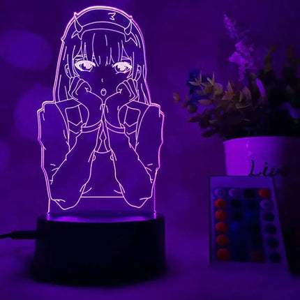 Anime Lamp Zero Two Figure Nightlights Boys Girls Manga Gift Night Light Remote Control 16 Colors 3d Lamp Darling in The Franxx