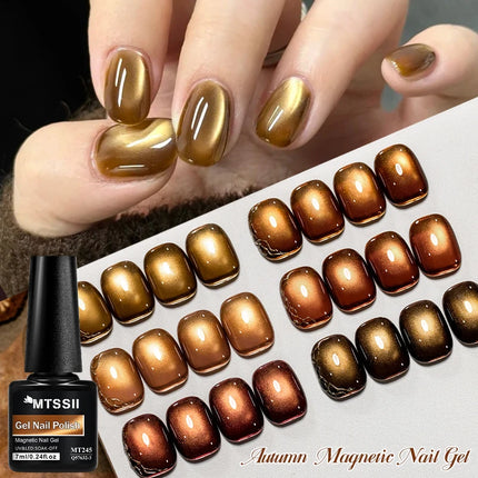 Autumn Brown Cat Magnetic Gel Nail Polish Glass Beads Ultral Shine Magnetic Semi Permanent Soak Off UV Gel Varnish Nail Supplies