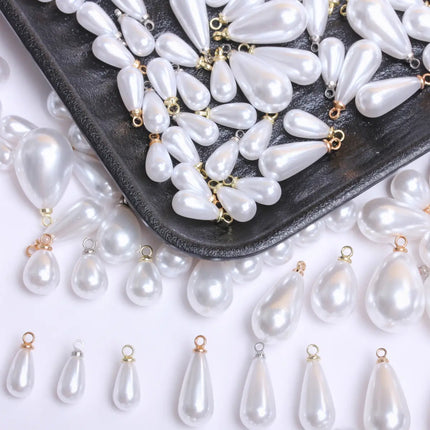 5Pcs/bag 10/14/16/18mm White Imitation Pearl Water Drop Pendant DIY Earrings Necklace Bracelet Brooch Jewelry Makings