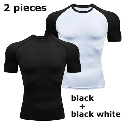 Men's Compression Shirts Summer Short Sleeves Tees T-shirt Gym Workout Fitness Running Tops Undershirts Baselayer Sportswear