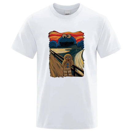 Men's Summer High-Quality T-Shirt 100% Cotton Short Sleeve Printed Casual Loose O-Neck Tee for Men