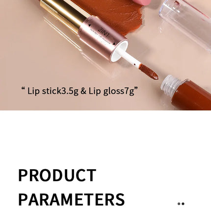 2 In 1 Matte Liquid Lipstick Long Lasting Color Moisturizing Waterproof Non Stick Cup