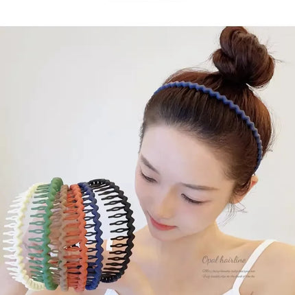 1Pc Solid Color Wave Hairbands for Women Trendy Toothed Non-slip Hair Combs Hair Accessories Girl Face Wash Sports Headbands 집게핀