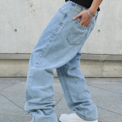 Spring Autumn Men Baggy Jeans Oversize Straight Loose Casual Denim Trousers Solid Color Streetwear Fashion Y2k Wide Leg Pants