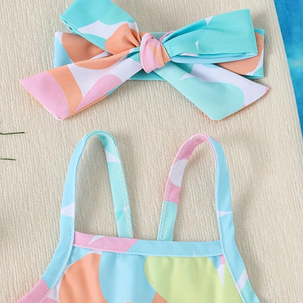 Summer Cute Baby Girls One-Piece Swimsuit With 2-Piece Swimming Pool One-piece Swimsuit For Newborn Girls