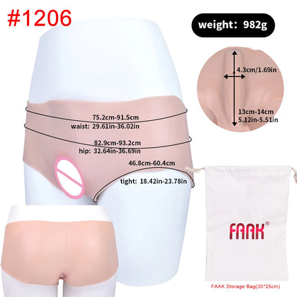 FAAK Silicone Crossdresser Thong Panty Camel Toe Hiding Gaff Shaping Brief Insertable Sexy Fake Pussy Vagina Underwear