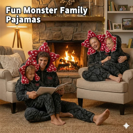 Funny Demogorgon Flannel Pajamas for Adult Kids Cannibal Flower Onesie Soft Warm Flannel Jumpsuit Halloween Carnival Party Wear