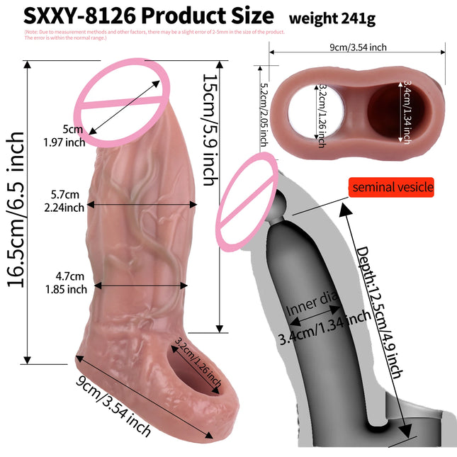 SXXY Close Head Realistic Penis Sleeve Sex Toys for Men Delay Ejaculation Dick Extender For Couples Sex Pleasure Sexshop