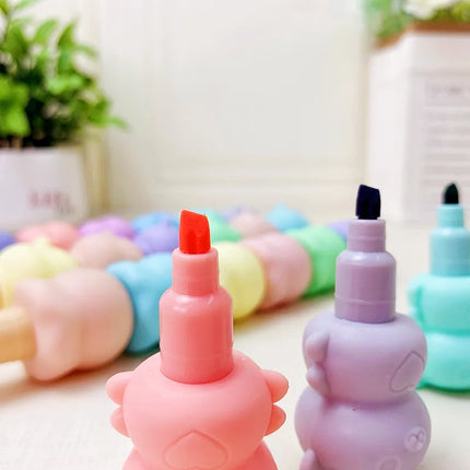 1pcs Creative 5 Color Highlighter Cartoon Cute Shape Highlighter Creative Students Make Hand Account Marker