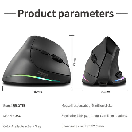 Lefon 2.4G Ergonomic Mouse Vertical Wireless Mouse Rechargeable Gaming Mice for PC Laptop MacOS Office F35C/F35B/F35 버티컬 마