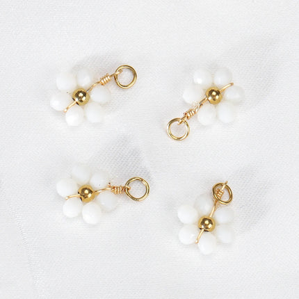 20pcs Stainless Steel Flower Imitation Pearl Beads Charms Pendants for Jewelry Making DIY Handmade Necklace Bracelet Accessories