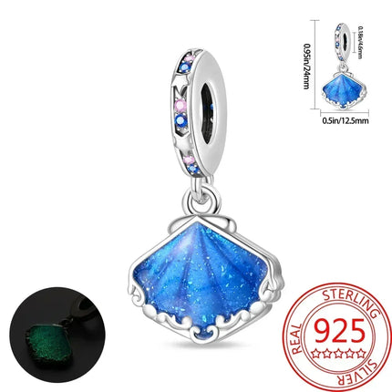925 Sterling Silver Blue Ocean Series Beaded Charms  Pendant Fit for The Brand's DIY Bracelet Women Jewelry Girlfriend Gifts